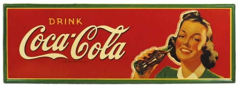 Coca-Cola Sign, "Drink Coca-Cola", pretty brunette