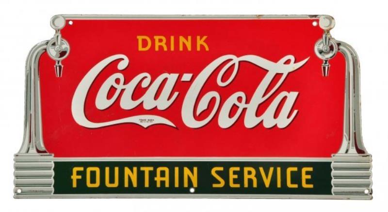 1939 Coca - Cola Porcelain Fountain Service Sign