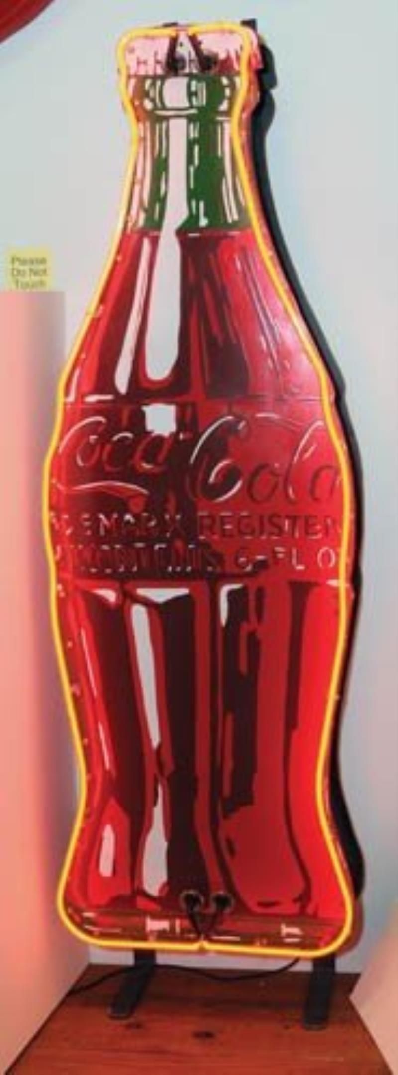 1950's Coca-Cola porcelain cutout bottle 80" neon