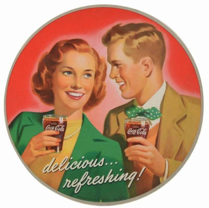 COCA-COLA 1940'S CARDBOARD ADVERTISING SIGN