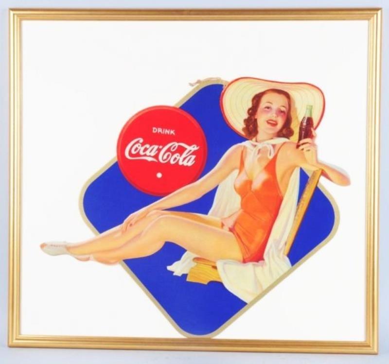 1940 Coca-Cola Cutout Bathing Girl Sign.