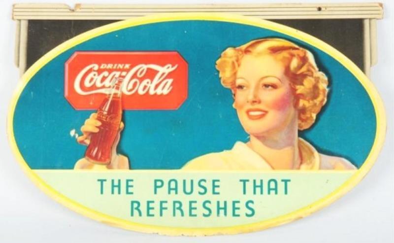 1930s Coca-Cola Indoor Crdbrd. 2 Sider & Bracket.