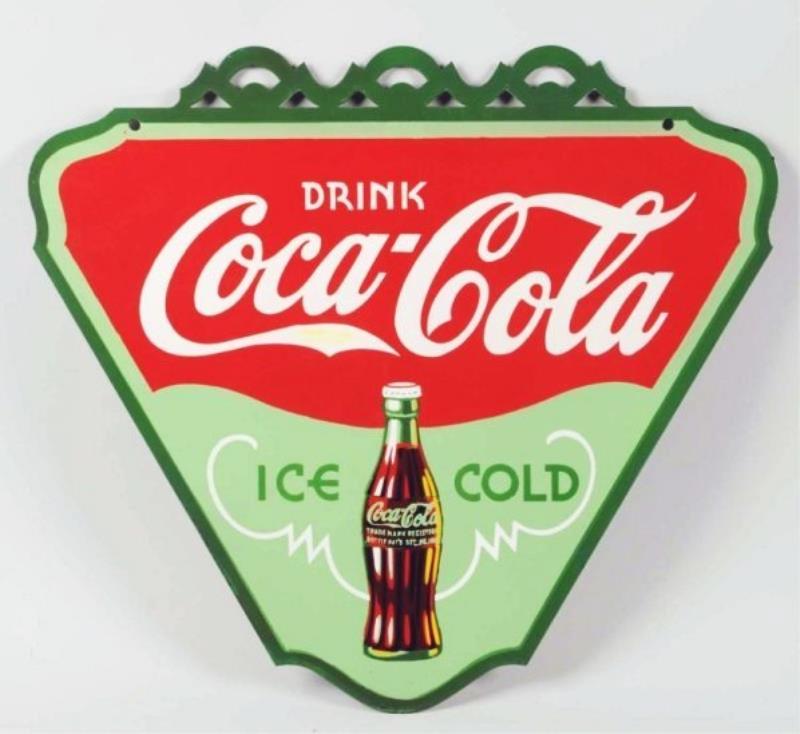 Coca-Cola Die-Cut Porcelain Triangle with Bracket