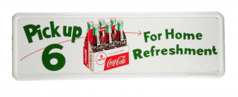 1950's Self Framed Tin Pick Up 6 Coca - Cola Sign.