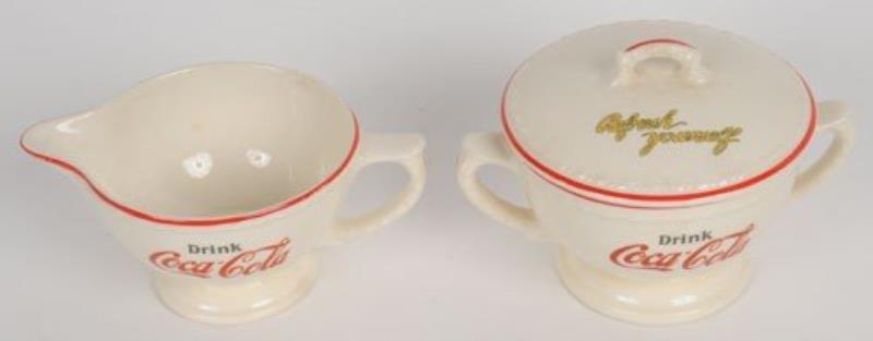 COCA-COLA CHINA SUGAR BOWL AND CREAMER