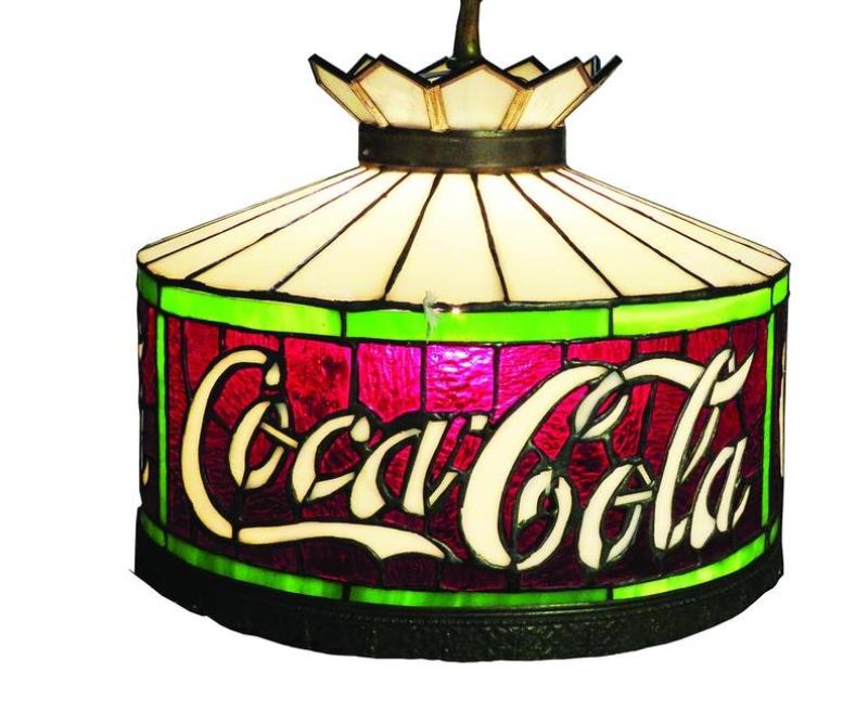 Original Coca Cola Leaded Glass Hanging Lamp