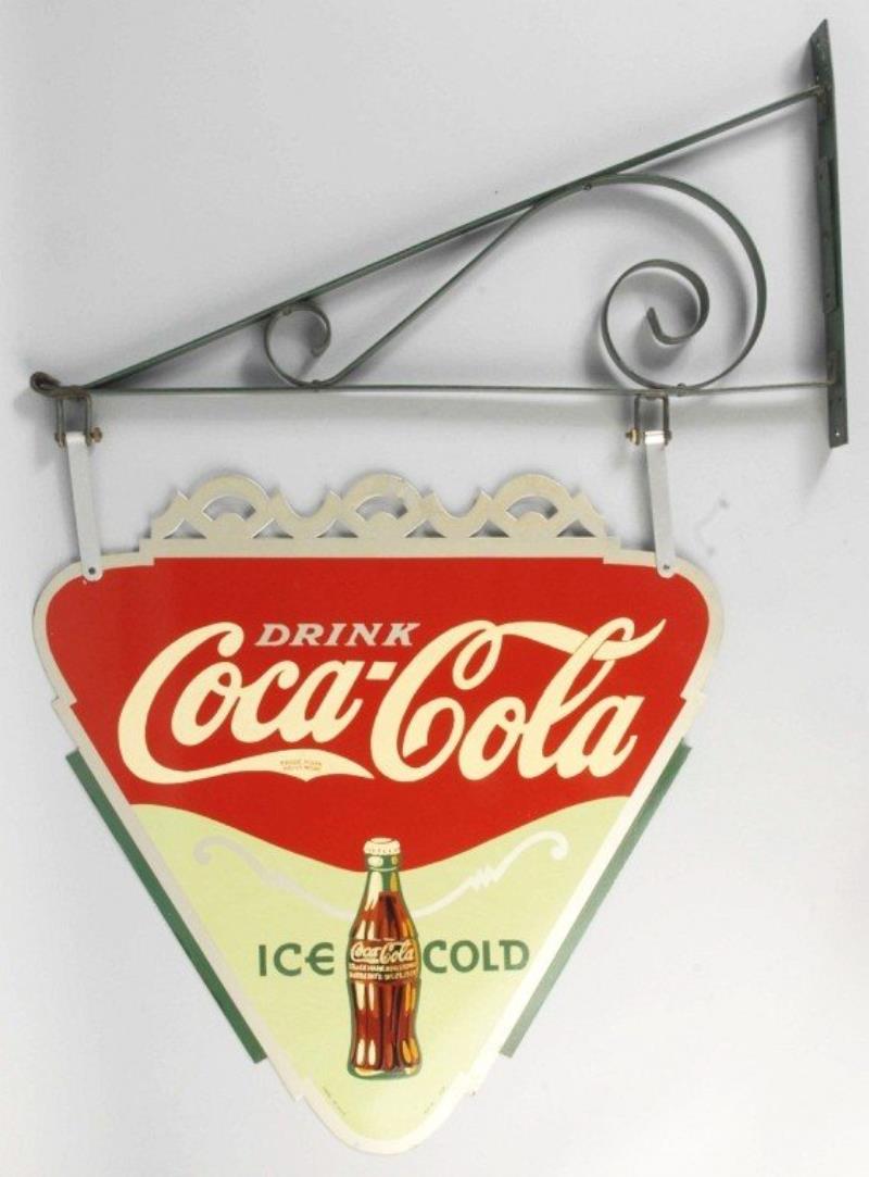 1937 Coca-Cola 2-Sided Triangle Sign.