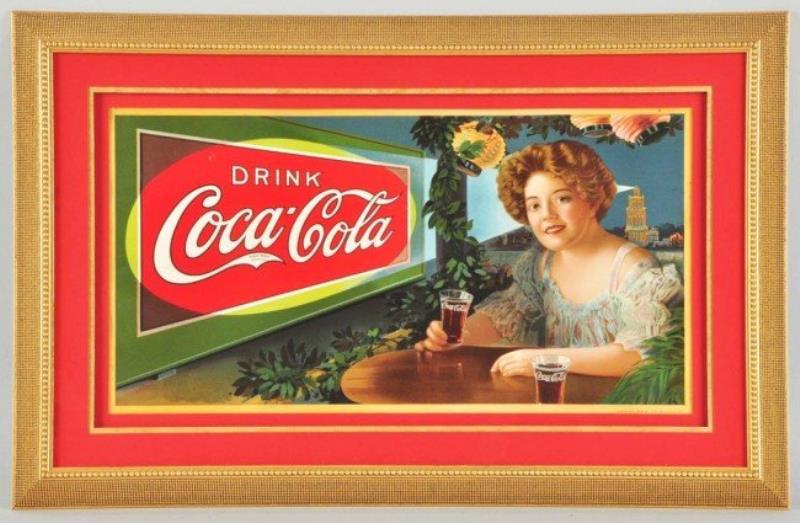 1908 Cardboard Coca-Cola Trolley Sign.