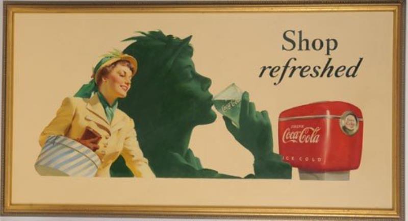 "SHOP REFRESHED" COCA-COLA 1940'S ORIGINAL ARTWORK