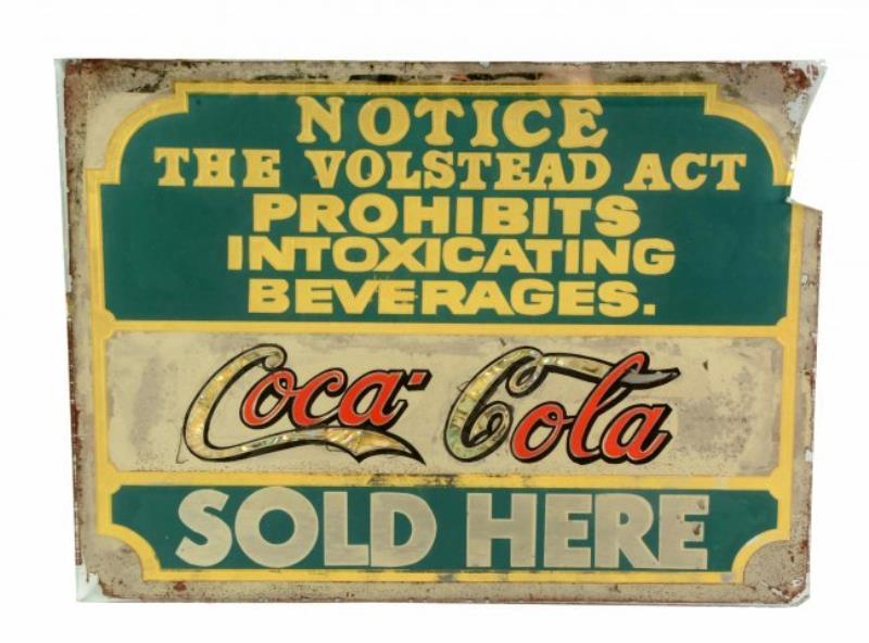 1919 Coca-Cola Reverse Glass Advertising Sign