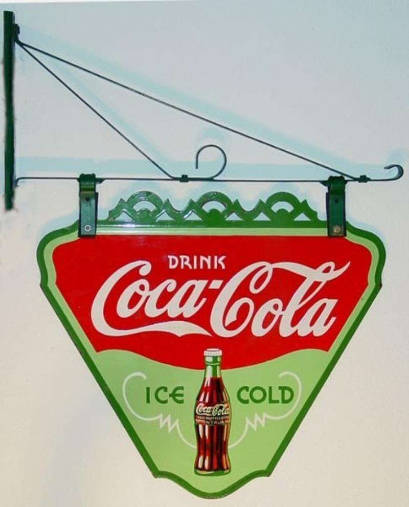 RARE Coca-Cola Triangle Porcelain Sign