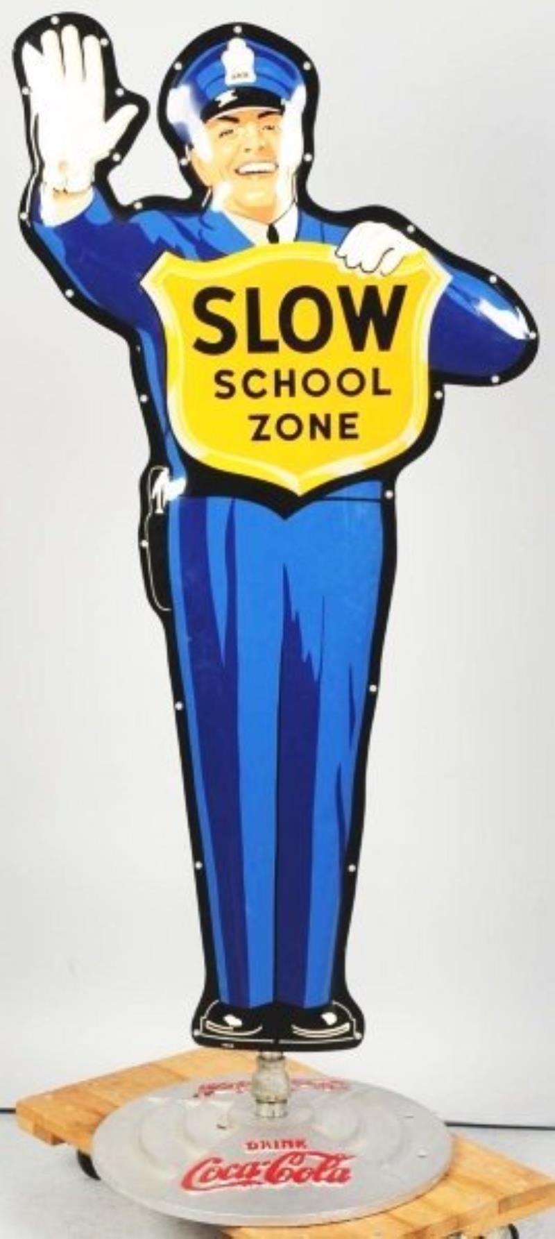 1957 Coca-Cola Policeman & Base School Zone Sign.