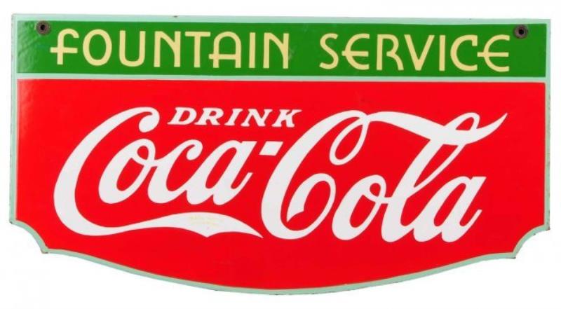 1930's Coca - Cola Porcelain Elongated Shield.
