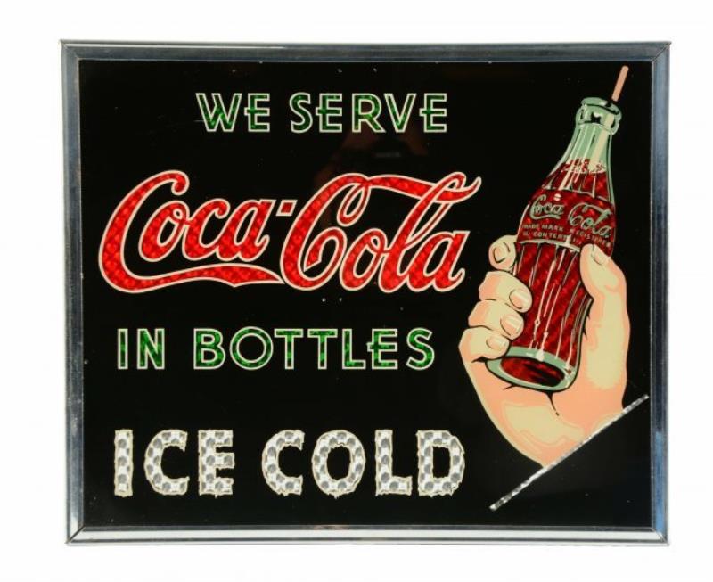 Early Coca-Cola Reverse Glass Advertising Sign