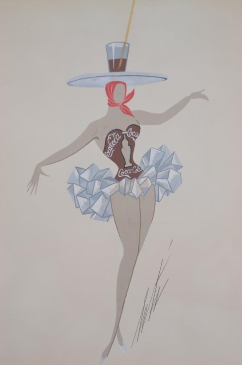 1964 ERTE COCA COLA PAINTING NEW YORK WORLDS FAIR