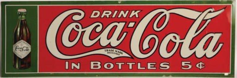 c1908 Coca-Cola tin embossed sign