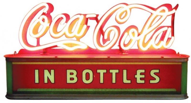 Coca-Cola In Bottles neon counter sign, Very Rare,