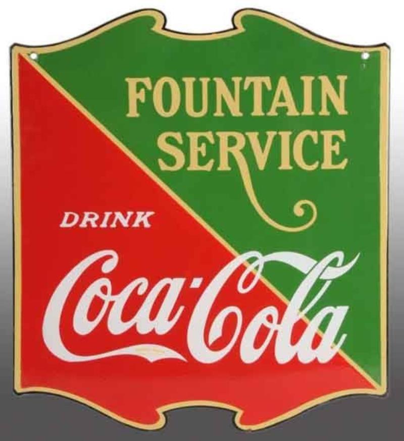 Porcelain Coca-Cola Fountain Service 2-Sided Sign