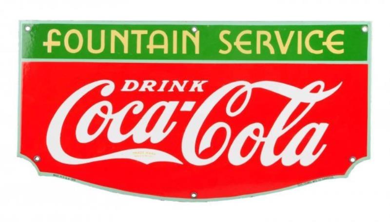 1934 Coca - Cola Porcelain Elongated Shield.