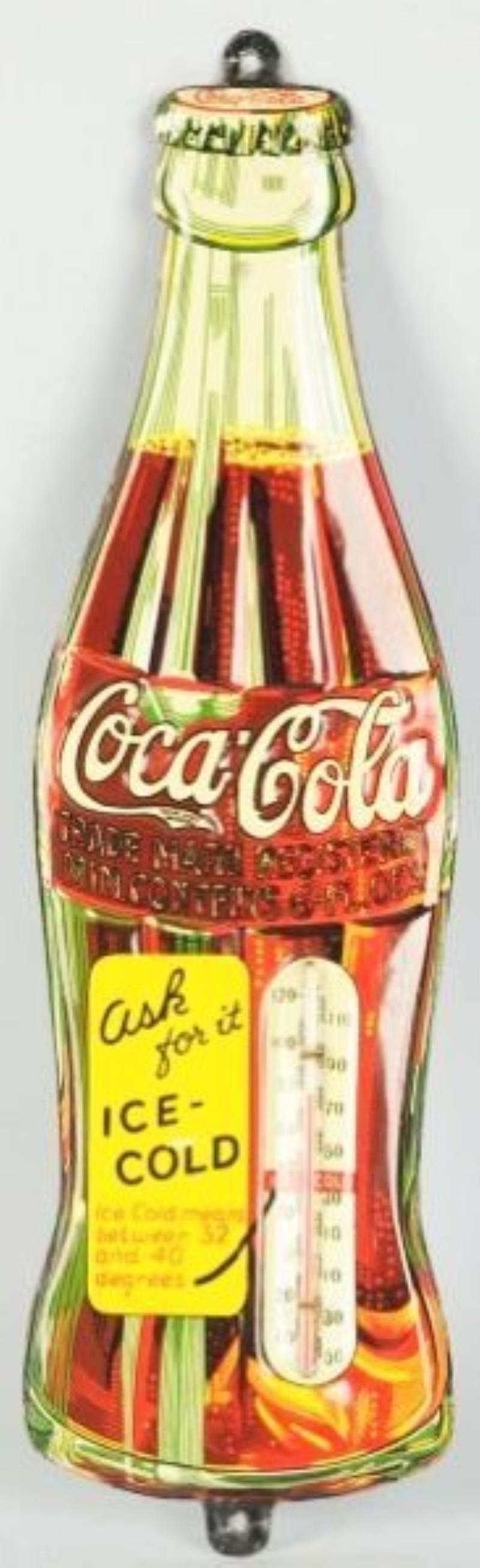 1930's Coca-Cola Embossed Tin Thermometer