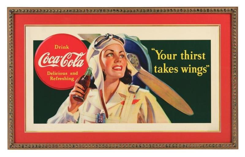 Highly Sought 1940 Aviator Girl Coca-Cola Poster