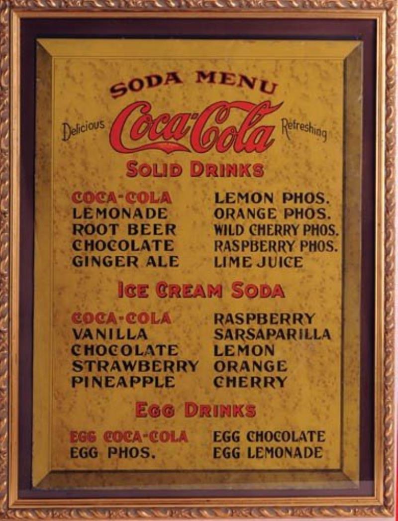 EARLY 1900'S COCA-COLA TIN "SODA MENU" SIGN
