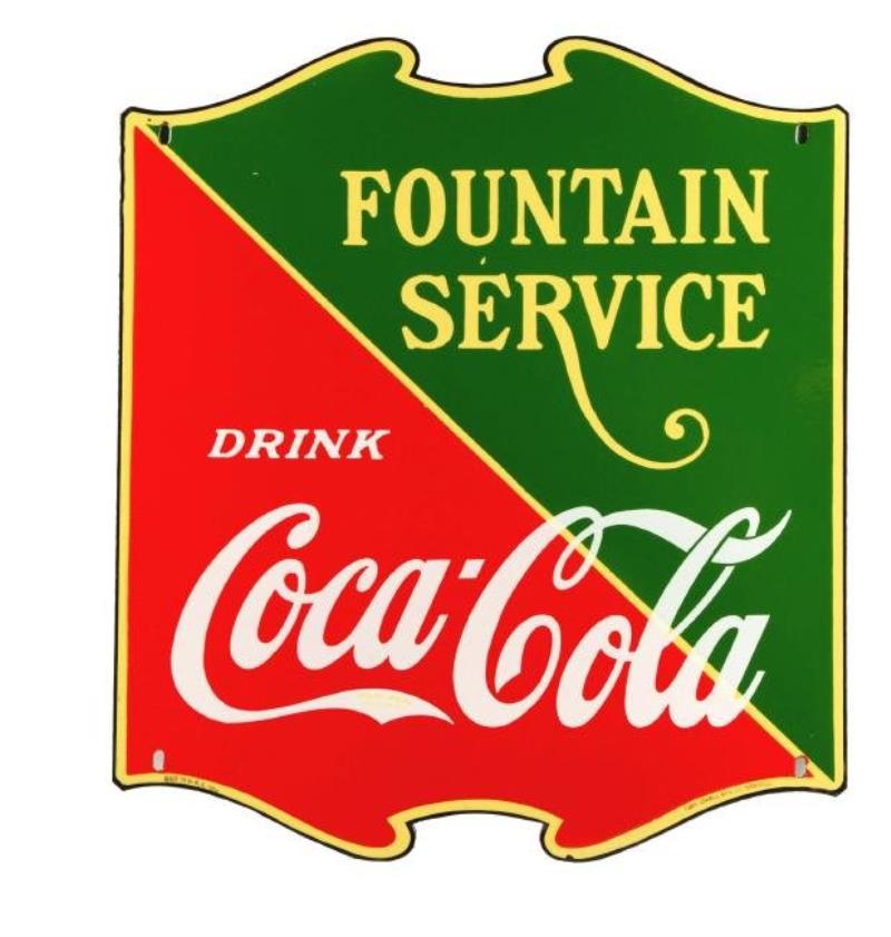 1934 Coca-Cola Diagonal Slash Shield Sign.