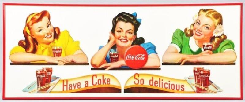 1945 Coca-Cola 3 Girls Festoon Back Bar Display