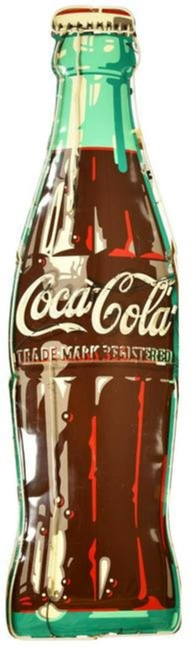 Large Coca-Cola Bottle Metal Sign w/Added Neon