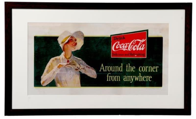 1927 COCA-COLA CARDBOARD TROLLEY SIGN
