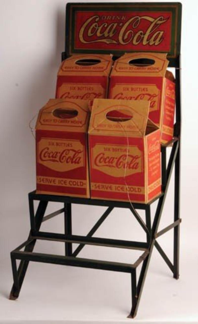 1929 Coca-Cola tin litho six box carton rack