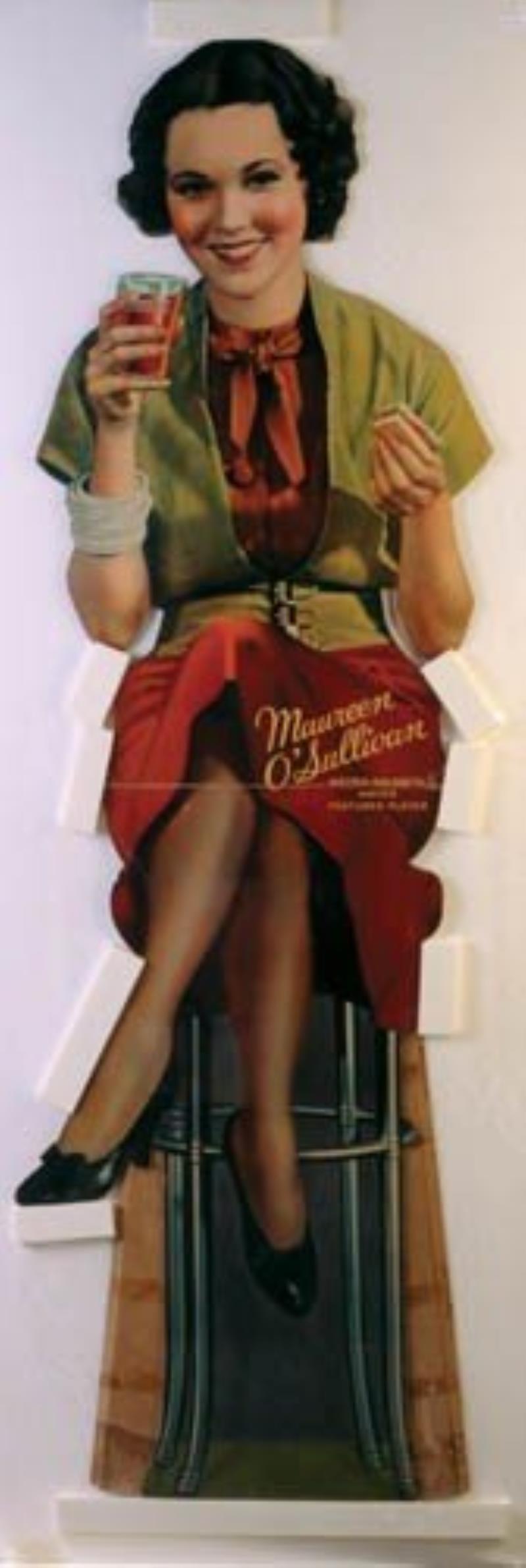 1932 COCA-COLA CARDBOARD - MAUREEN O'SULLIVAN