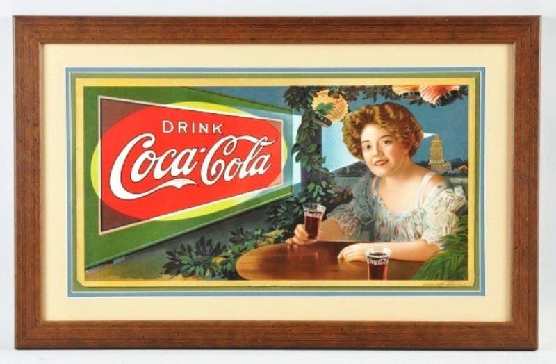 Cardboard Coca-Cola Trolley Sign.