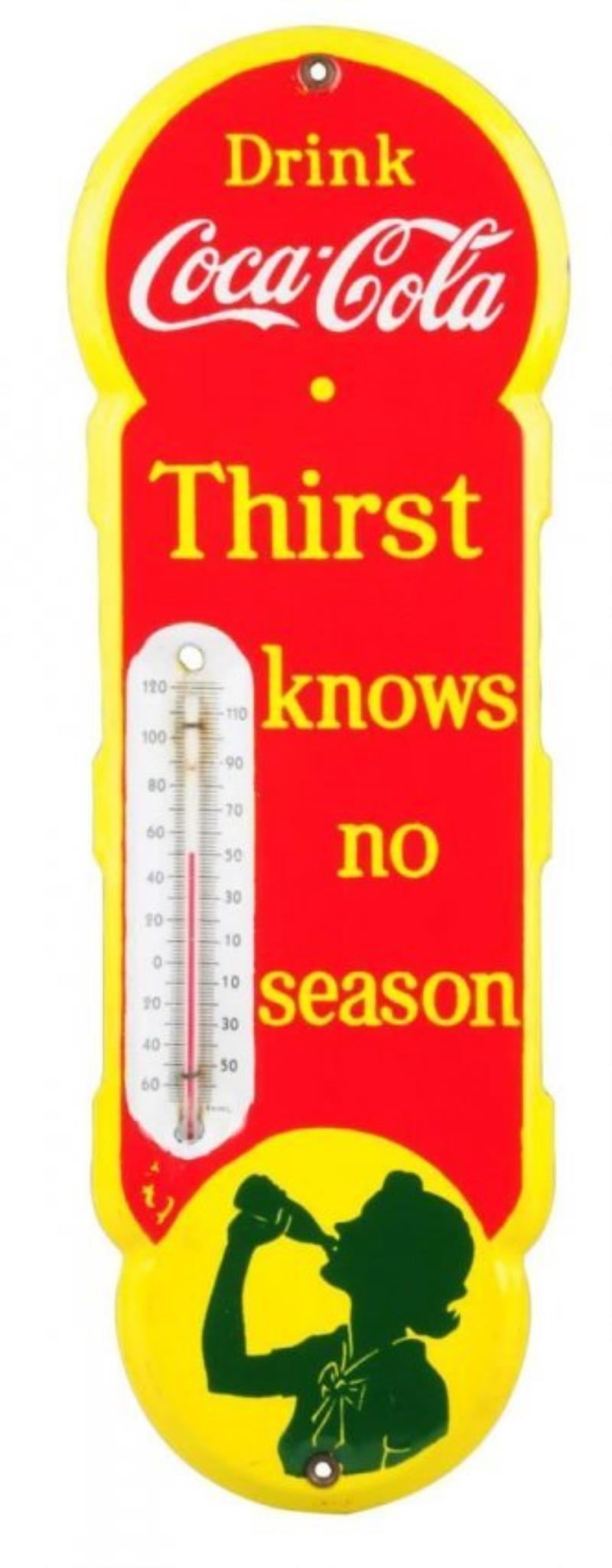 Early 1940's Coca - Cola Porcelain Thermometer