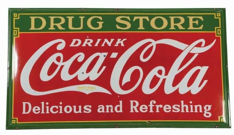 LARGE SINGLE-SIDED COCA-COLA DRUGSTORE ADVERTISING