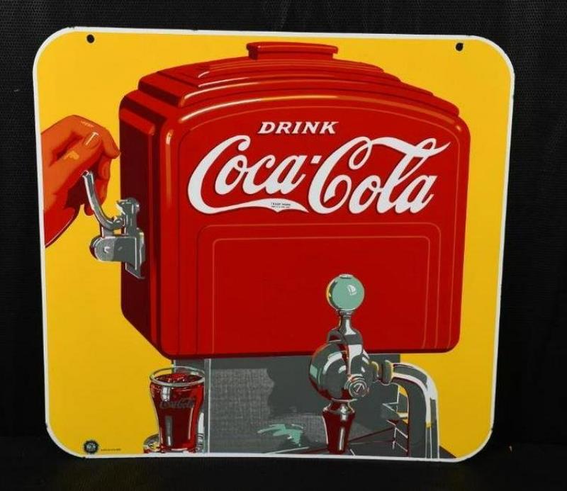 Drink Coca-Cola w/Art Deco Motor Boat Dispenser Sign