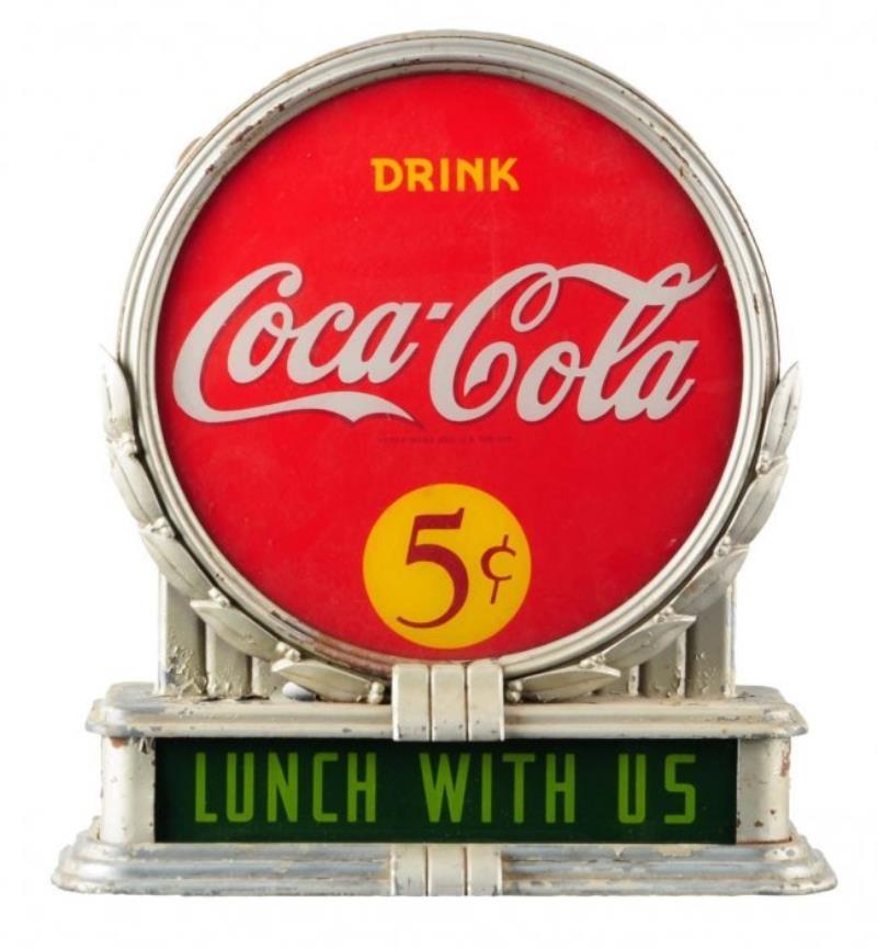 Rare 1930's Coca - Cola Brunhoff Light Up Sign.