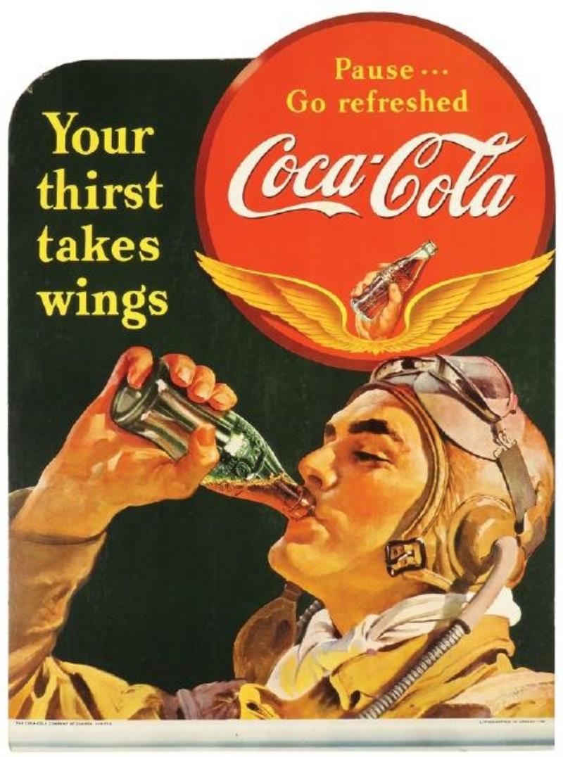 1941 Coca Cola Die Cut Cardboard Poster
