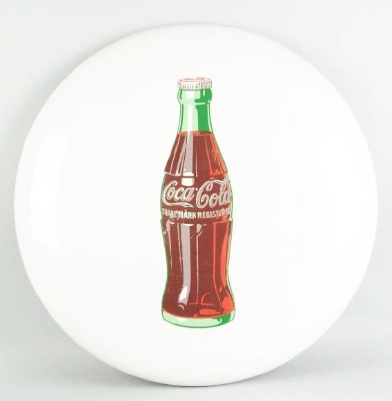 COCA-COLA PORCELAIN BUTTON SIGN- 1950's; Value & Price Guide