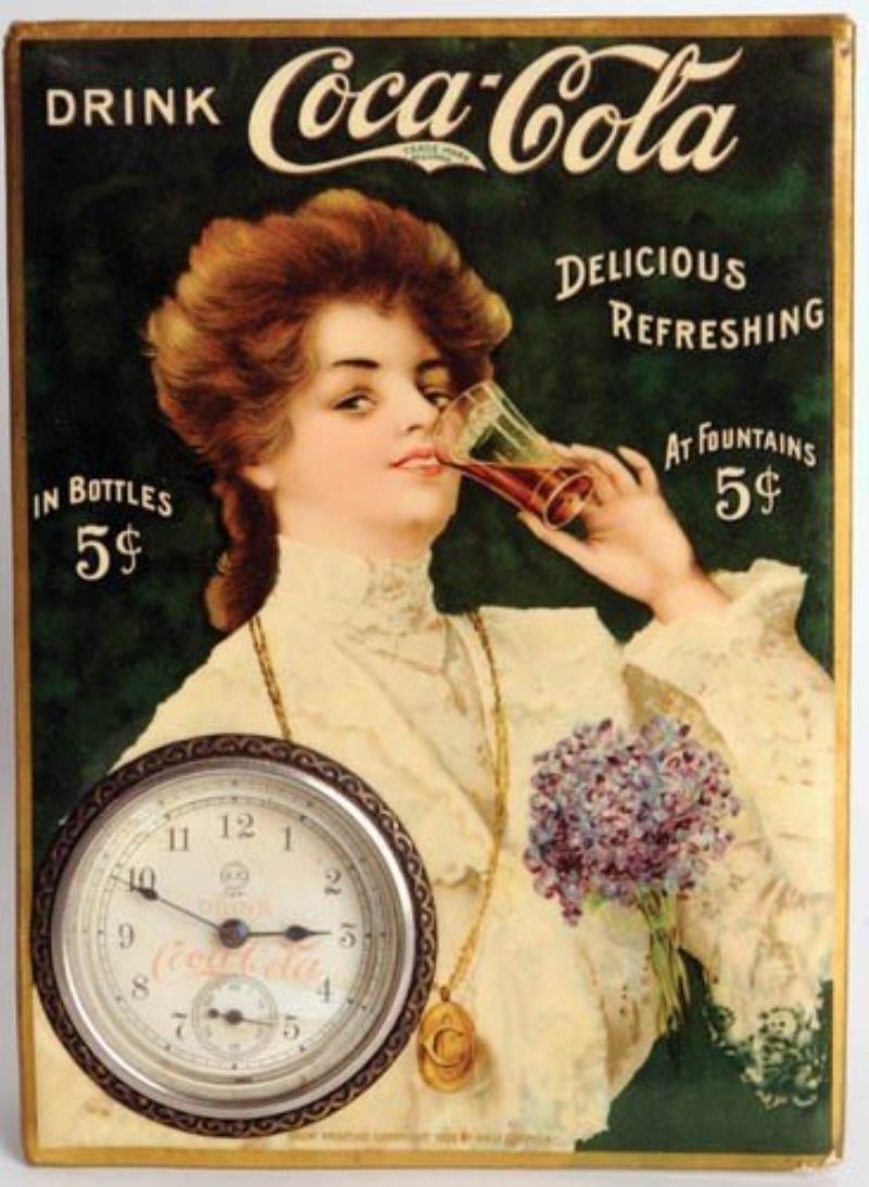 1906 Coca-Cola Juanita celluloid clock