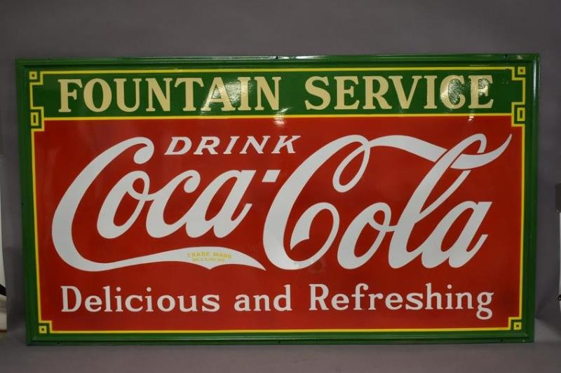 1933 DRINK COCA COLA FOUNTAIN SERVICE SSP SIGN