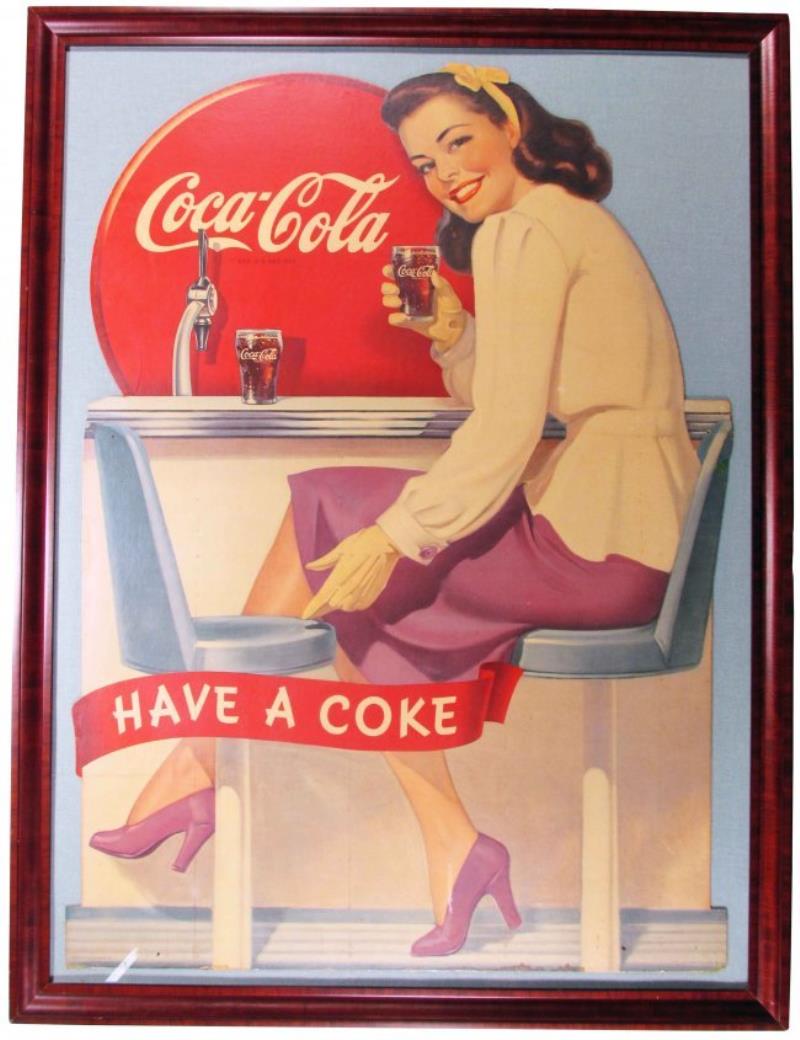 1946 Coca Cola Die cut Cardboard Sign