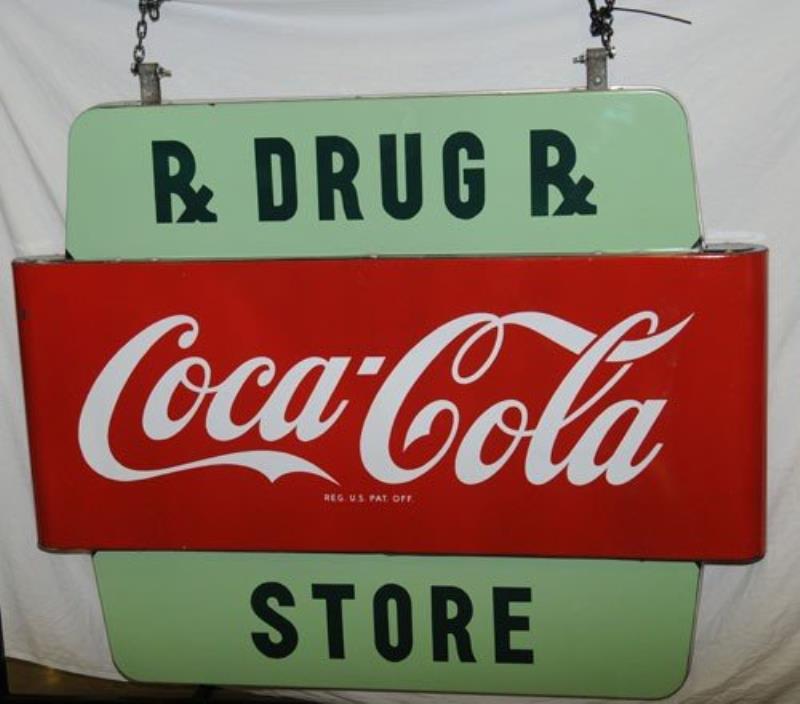 1950'S 2-SIDED PORCELAIN COCA-COLA SIDEWALK SIGN