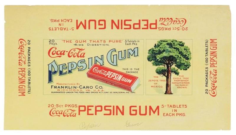 Coca-Cola Chewing Gum Shipping Box Label