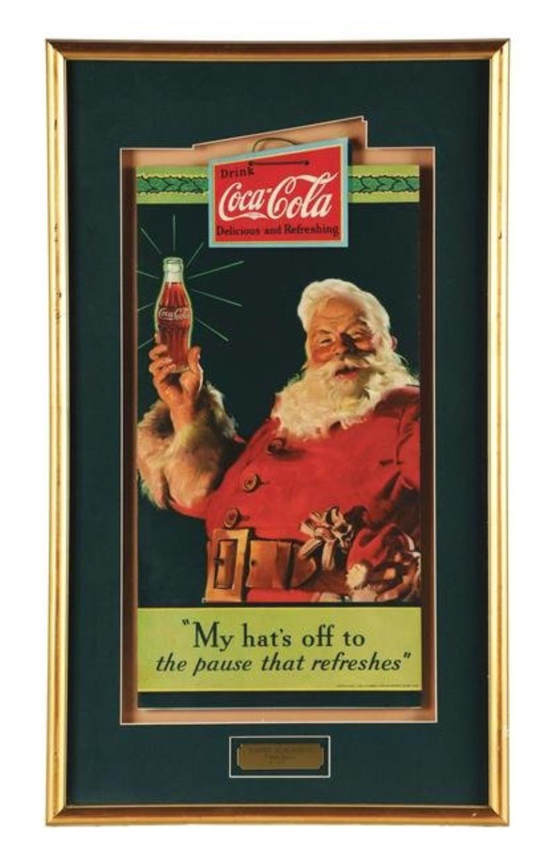 FRAMED COCA-COLA SANTA SIGN