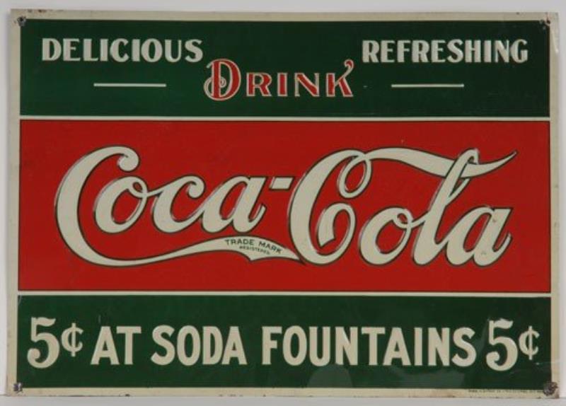 CIRCA 1902 EXTREMELY RARE COCA-COLA EMBOSSED TIN S