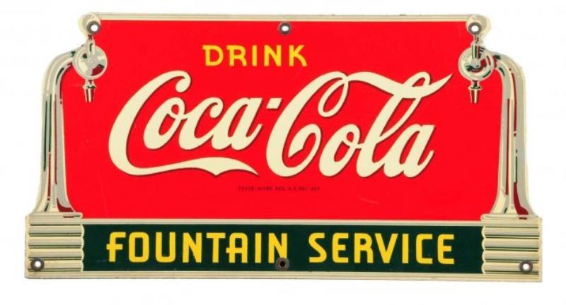 1940 Coca - Cola Masonite Fountain Service Sign