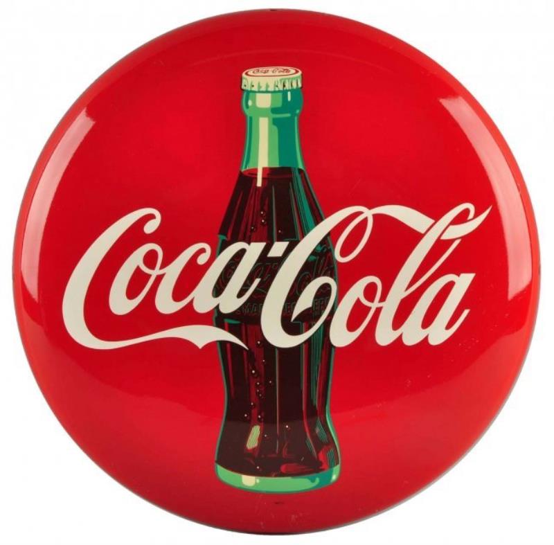 Rare Prototype Coca-Cola 16" Button with Bottle.