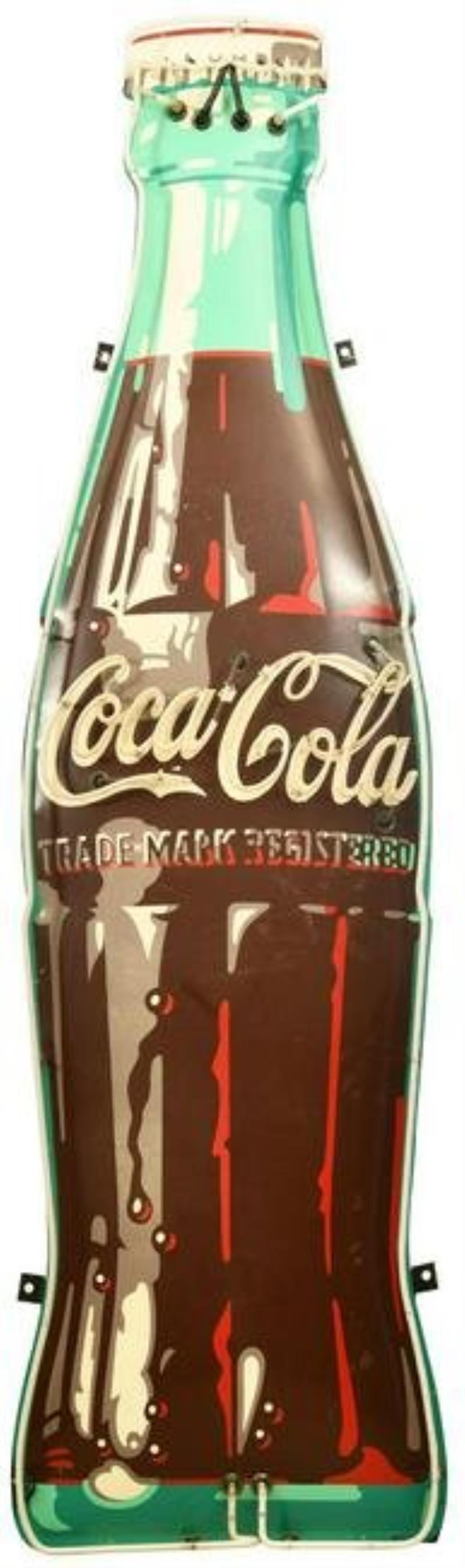 Large Coca-Cola Bottle Metal Sign w/Added Neon