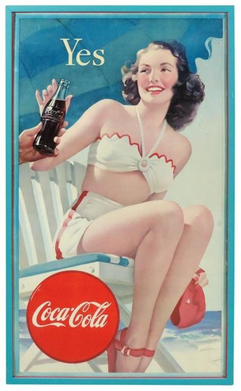 Coca-Cola cdbd sign, Bathing Beauty dated 1947 by